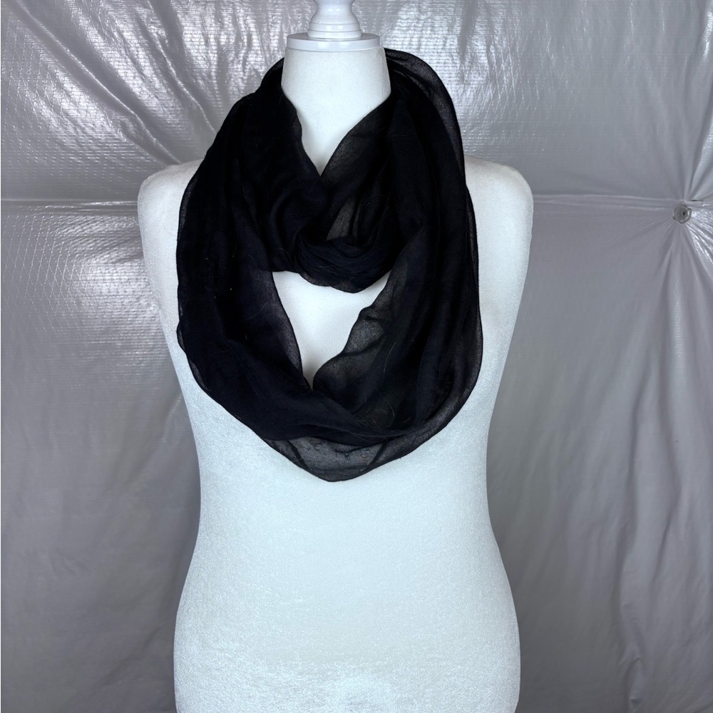 Sheer Black Chiffon Infinity / Loop Scarf — Lightweight, Versatile Wrap